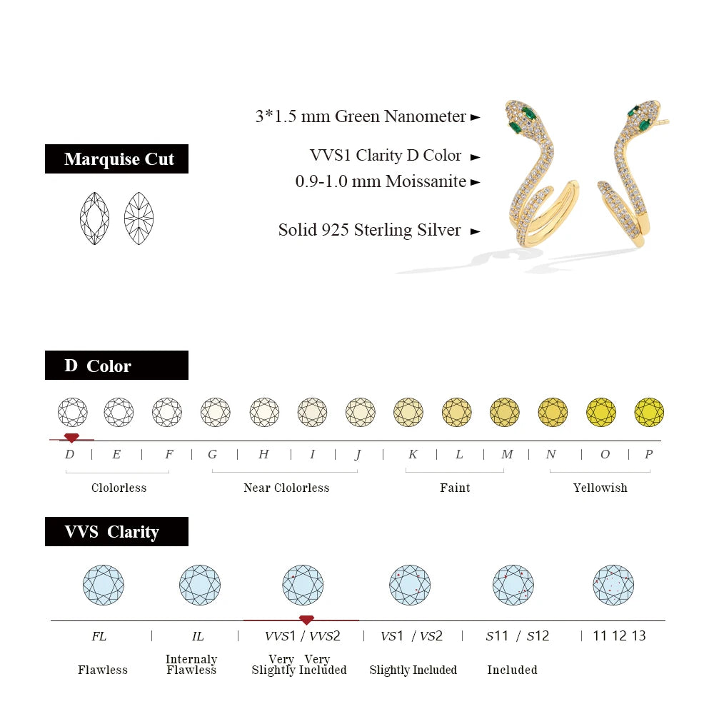 21Snake Moissanite Stud Earrings